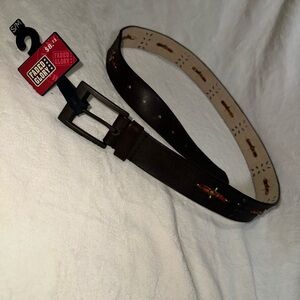 Faded glory beaded brown leather belt